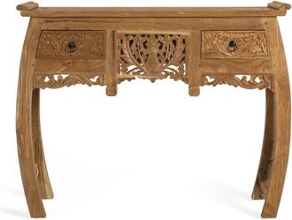 Giner&Colomer Consola con dos cajones fabricada en madera maciza de teca 100 cm