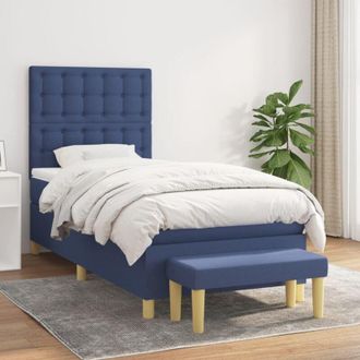 vidaXL Vidaxl - Cama Box Spring Con Colch&oacute;n Tela Azul 80x200 Cm