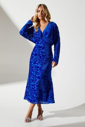 Coast Petite Batwing Floral Devore Midi Dress