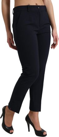 Dolce & Gabbana Womens Blue Mid Waist Tapered Cropped Pants