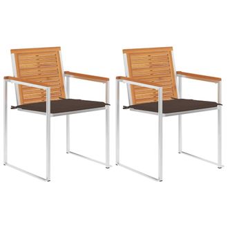 vidaXL Vidaxl - Sillas De Jard&iacute;n Con Cojines 2 Uds Madera Maciza Acacia Y Acero