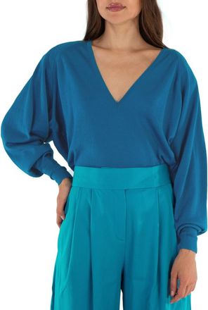 The Attico Ladies Capri Blue Plunge V-Neck Jumper, Brand Size 38 (US Size 4)