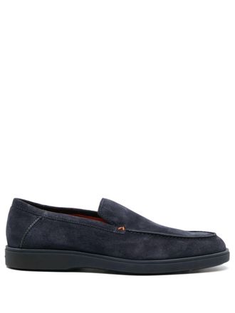 Santoni suede round-toe loafers - men - Calf Leather/Rubber/Calf Suede - 7 1/2 - Blue