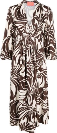 La DoubleJ Camerino Watermarble-print maxi dress - women - Viscose/Elastane - L - Brown