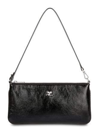 Courr&egrave;ges Glossy Leather Zipped Naolack Pouch with Detachable Strap