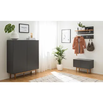 VidaXL Scarpiera HAMAR In Legno Di Pino Massello - Grigio Scuro - 85x40x108 Cm - 3 Ante