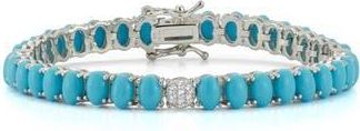 Chloe and Madison 6.5mm Synthetic Turquoise Tennis Bracelet in Silver at Nordstrom Rack