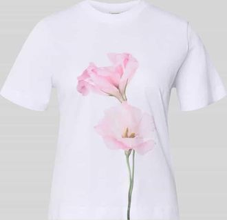 Stefanel T-Shirt mit Motiv-Print Modell FIORE in Weiss, Gr&ouml;&szlig;e XS