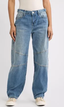 YMI Moto Baggy Barrel Fit Jeans in 08T - Tinted Medium at Nordstrom, Size 11