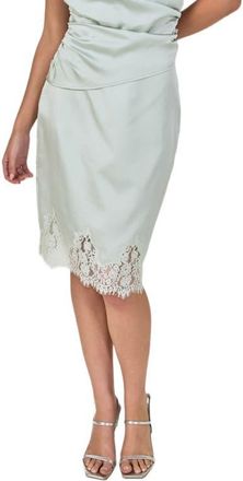 endless rose Lace Trim Satin Skirt in Sage at Nordstrom, Size X-Small
