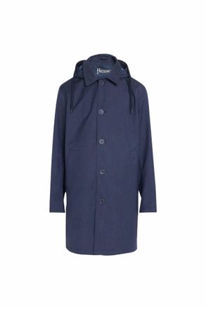 Herno Mens Single-Breasted Technical Raincoat Jacket In Navy