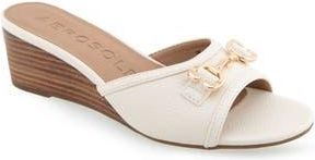 Aerosoles Wava Wedge Slide Sandal in Eggnog Pebbled Faux Leather at Nordstrom Rack, Size 8.5