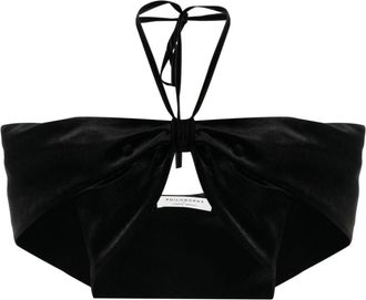 Philosophy di Lorenzo Serafini velvet-effect halterneck cropped top - women - Polyester/Spandex/Elastane - 38 - Black