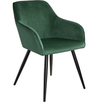 TecTake Silla de comedor aterciopelada 58 x 62 x 82 cm verde oscuro/negro