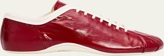 Dries Van Noten Leren Glossy Eel-Effect Leather Slim Sneakers