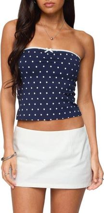 Edikted Polka Dot Tube Top in Navy at Nordstrom, Size X-Small