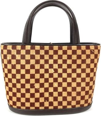 Louis Vuitton Beige Brown Leather Handbag Tote Bag (Pre-Owned)