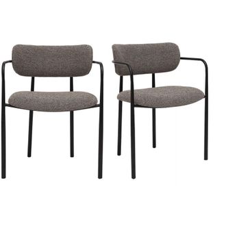 Miliboo Miliboo - Sillas de tela texturizada color topo y metal negro (juego de 2) swift