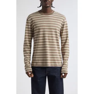 Sunspel Heavyweight Stripe Supima Cotton T-Shirt in Hazelwood/dark at Nordstrom, Size X-Large
