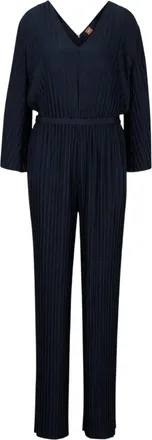 HUGO BOSS Dames Geplooide Regular Blouson Mouw Jumpsuit (Blauw)