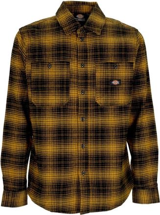 Dickies Lange mouw knoopshirt met zakken - Heren - Casual Overhemden - Bruin - S - Katoen - Overhemden