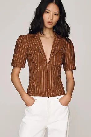 Maeve Short-Sleeve Blazer Top