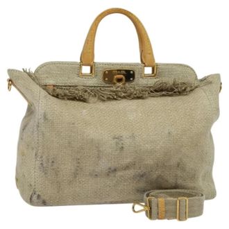 Prada Tweedehands Canvas handtassen - Dames - Pre-owned - Beige - Maat: ONE Size