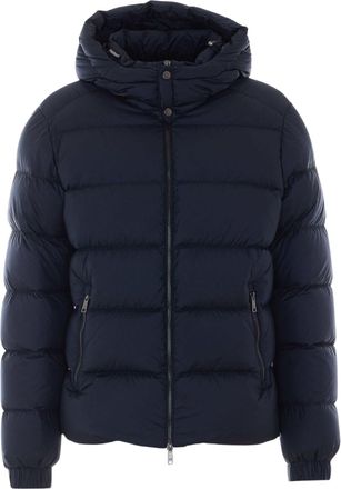 Add Dark Black Quilted Hooded Polyester Down Jacket