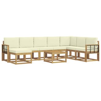 vidaXL Conjunto De Sof&aacute;s De Exterior Con Coj&iacute;n 9 Pcs Blanco Y Crema Vidaxl