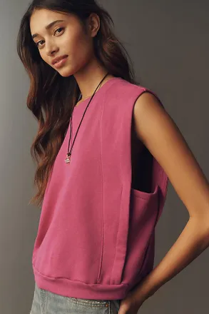 Maeve Cotton Sleeveless Muscle Sweatshirt