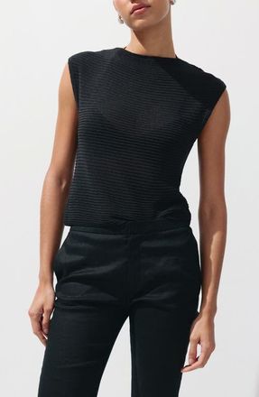 Mango Short-Sleeved Crewneck Sweater in Black at Nordstrom, Size X-Small