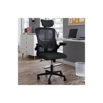 IDMarket Idmarket - Silla de oficina ergonómica james en tejido transpirable y reposacabezas con ruedas negras