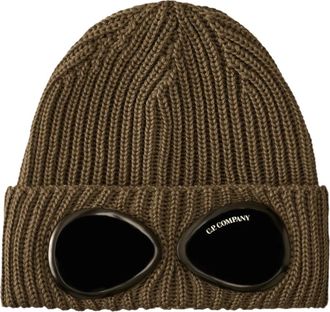 C.P. Company Extrafine Merino Goggle Beanie - Heren - Hoeden - Bruin - ONE Size - Wol - Accessoires