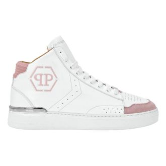 Philipp Plein Schoenen, unisex, Wit, 41 EU, Leer, Mid-Top Sneakers Hexagon