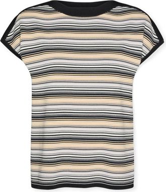Elena Miro Viscose Blend Gestreept Top - Dames - T-shirts - Zwart - 2XL - Nylon - Tops