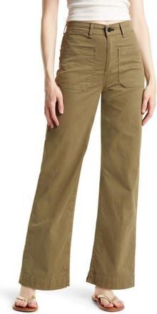 ASKK NY Sailor High Waist Wide Leg Pants in Olive at Nordstrom Rack, Size 24