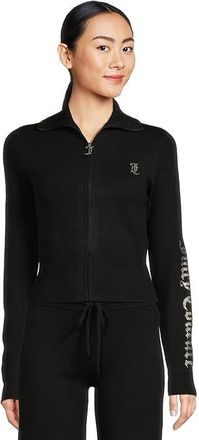 Juicy Couture Easy Fit Mock Neck Track Jacket Womens Sweatshirt Liquorice : LG (US 10-12), Rayon