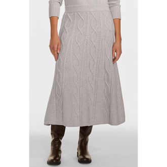 Lands End Cozy Lofty Cable Fluted Midi Sweater Skirt in Oatmeal Tan Heather at Nordstrom, Size X-Small P
