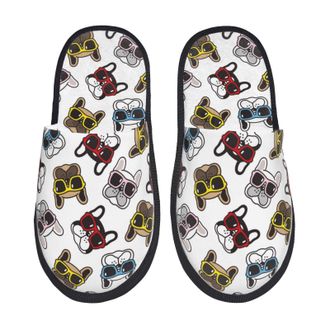 Generic Hotel Slippers Cute French Bulldog Cool Soft Cotton Slippers Unisex Indoor Shoes For Guest Room Hotel Women M