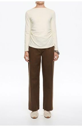 Bimba & Lola Straight Leg Trousers, No Waistband in Olive at Nordstrom, Size 40 Eu