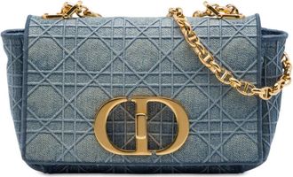 Dior Pre-owned Dior Small Embroidered Denim Cannage Caro Bag Ladies TWNMXRGOOCH6S2SI