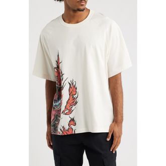 Yohji Yamamoto Graphic Short Sleeve Cotton T-Shirt in Chalk White at Nordstrom, Size Xx-Large