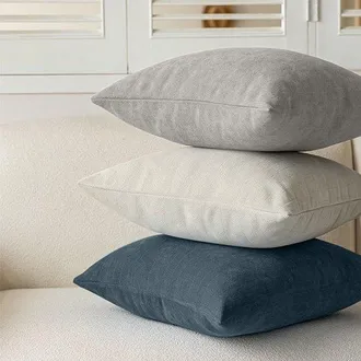 OEM Juego De 3 Fundas Decorativas De Chenilla Para Cojines De Sof&aacute;, Suaves Y C&oacute;modas Para El Sal&oacute;n Y El Dormitorio, Blanco + Azul + Gris, 50 X 50 Cm