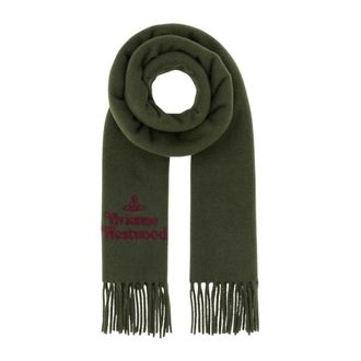 Vivienne Westwood Sciarpa con Orb Ricamato - - Accessories - Donna - Verde - ONE SIZE