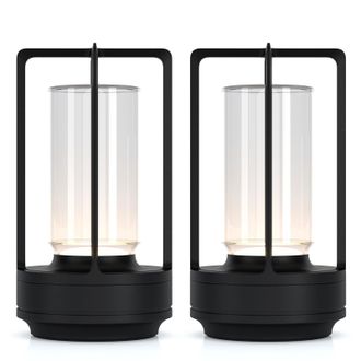 OEM Juego De 2 L&aacute;mparas De Mesa Port&aacute;tiles De Metal Para Uso Interior/exterior, L&aacute;mpara Led Inal&aacute;mbrica Recargable, 3 Colores, Brillo Ajustable, L&aacute;mpara P