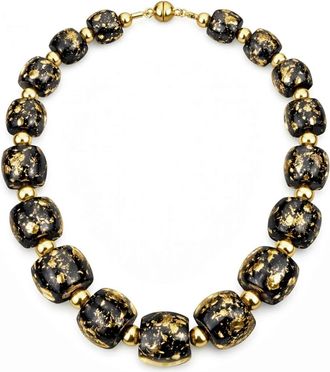 Gold & Honey Womens For After Hours Beaded Lucite Necklace In Black Gold Flakes