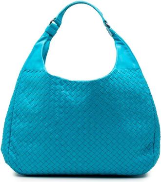 Bottega Veneta Pre-owned Handbags, female, Blue, Size: ONE SIZE Pre-owned Woven Leather Hobo Bag