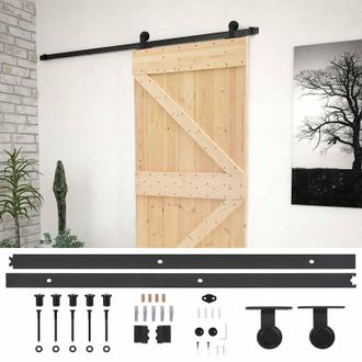 vidaXL Puerta Corredera Natural Y Negro 100 X 210 Cm Vidaxl