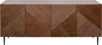 Miliboo Aparador 4 Puertas De Madera Oscura De Roble Macizo Y Metal Negro 180 Cm Archipel