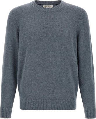Brunello Cucinelli Blue Alpaca Leather Mens Cardigan